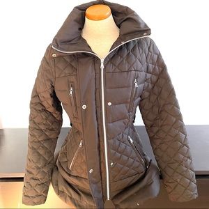 Moda international Brown Quilted Winter Coat Filled With Down Size S